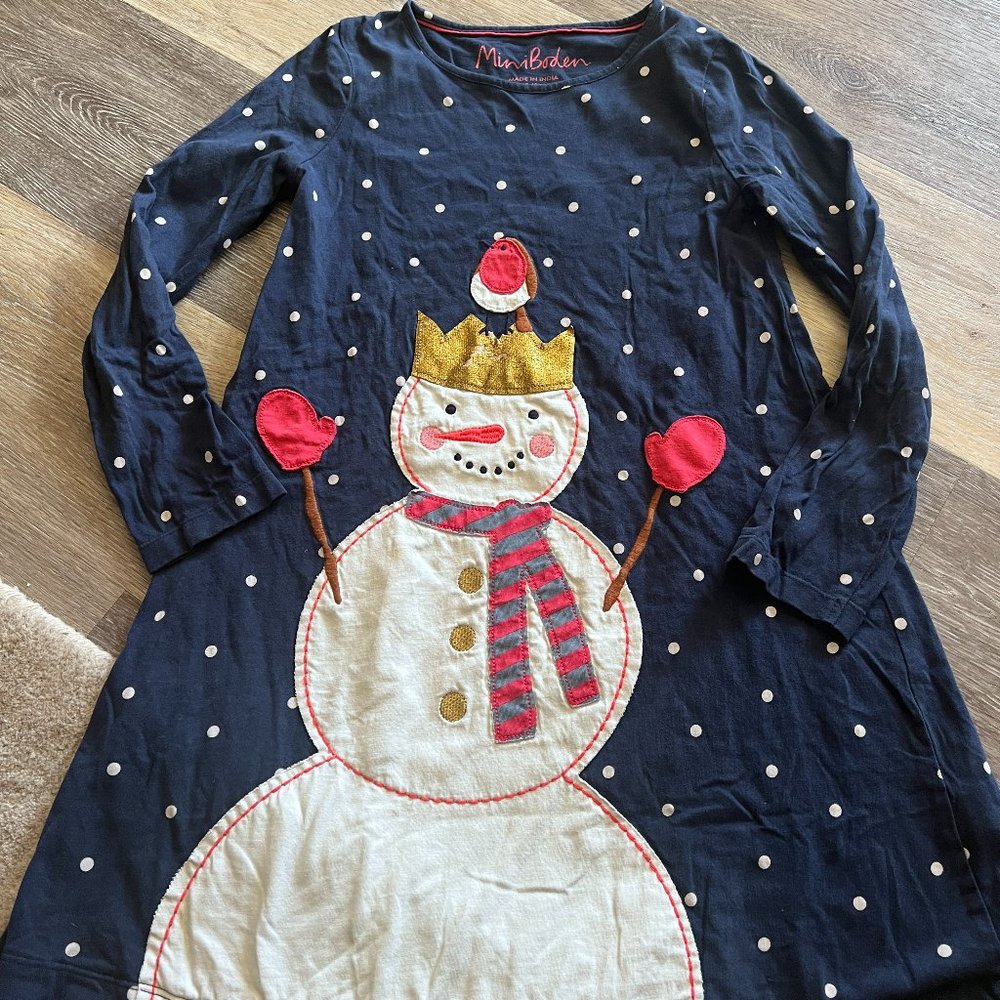 Mini Boden sz 9/10 Snowman Dress